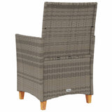 Garden Chairs with Cushions 2 pcs Grey Poly Rattan&Solid Wood 368718