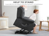Overstuffed Riser and Recliner Chairs for the Elderly with 8 Vibration Massage, Fabric Upholstered T3398P378882