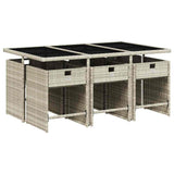 7 Piece Garden Dining Set with Cushions Light Grey Poly Rattan 3211091