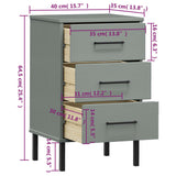 Bedside Cabinet with Metal Legs Grey Solid Wood Pine OSLO 350977