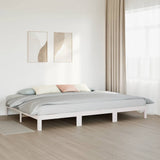 Family Bed Frame No Mattress White 240x200 cm Solid Wood Pine 3324566