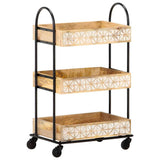 289093 3-Tier Kitchen Trolley 46x30x76 cm Solid Mango Wood