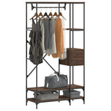 Clothes Rack with Shelves Brown Oak Engineered Wood 847863