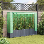 ZNTS Raised Bed with Greenhouse Cover Rattan Look 160x40x138 cm 4015830