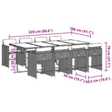 9 Piece Garden Dining Set with Cushions Light Grey Poly Rattan 3211103