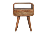 Solid Wood Mini Oak-ish Curve Open Bedside, 1 Drawer and Open Slot B2743P402936