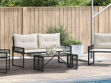 Outdoor Table Black 80 x 40 x 40 cm PE Rattan and Glass 42025182