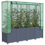 ZNTS Raised Bed with Greenhouse Cover Rattan Look 160x40x153 cm 4015831