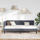 Corner Bed Frame with Headboard Dark Grey 90 cm x 190 cm Velvet 42016217