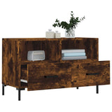 TV Cabinet Smoked Oak 80x36x50 cm Engineered Wood 828977