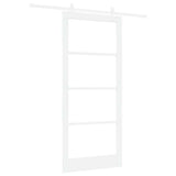 Sliding Door White 93 x 211 cm Solid Pine Wood and Glass 3332234