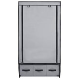 Wardrobe Grey Polyester, Iron Medium Collapsible Wardrobe 282460