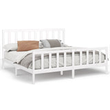 Bed Frame without Mattress White 200x200 cm Solid Wood Pine 3106724