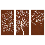 Garden Wall Decorations 3 pcs 105x55 cm Corten Steel Tree Design 824511