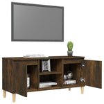 TV Cabinet with Solid Wood Legs Smoked Oak 103.5x35x50 cm 813158