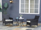 3 Pieces Rattan Bistro Set, Wicker Garden Furniture Set with 2-Tier Coffee Table and Chairs, T3398P314226