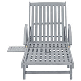 Garden Sun Lounger Grey Solid Acacia Wood 45939