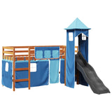 Kids' Loft Bed with Tower Blue 80x200 cm Solid Wood Pine 3309126