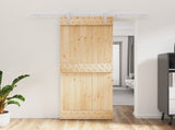 Sliding Door Natural and White 80 x 210 cm Solid Pine Wood 3444934