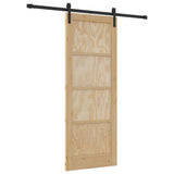 Sliding Door Natural and Black 78 x 202 cm Solid Pine Wood 3333162