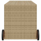 Garden Storage Box with Wheels Mix Beige 283L Poly Rattan 365319