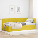 Corner Bed Frame with Headboard Yellow 100 cm x 200 cm Velvet 42016323