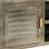 TV Cabinet Solid Mango Wood Grey with Brass 110x30x48 cm 246681