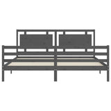 Bed Frame without Mattress Grey 200x200 cm Solid Wood 3194073