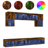 6 Piece TV Wall Units with LED Smoked Oak Engineered Wood 3216708