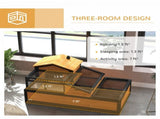 Wooden Tortoise House with Balcony, Tray, Roof, for Indoor and Outdoor, Yellow T3398P349999