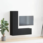 TV Cabinet Set Wall-mounted 3 pcs Black oak 130.5 x 30 x 140 cm 3333053