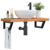 Basin Shelf Wall Mounted Steel and Solid Wood Beech 3302375