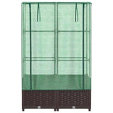 Raised Bed with Greenhouse Cover Rattan Look 80x40x138 cm 4015800