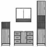 ZNTS 4 Piece Bathroom Furniture Set Grey Sonoma Engineered Wood 3301233