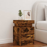 Bedside Cabinet with LED Lights Smoked Oak 35x39x55 cm 836757