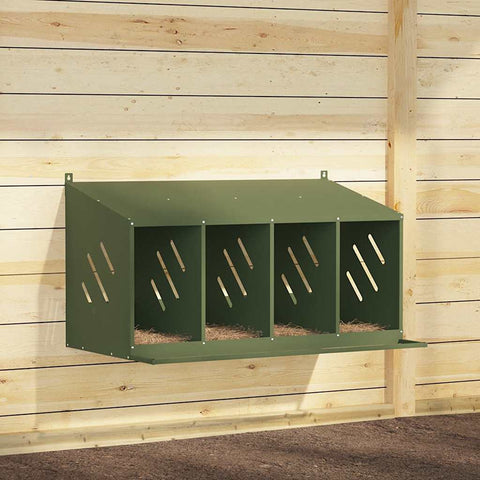 ZNTS Chicken Nesting Box with 4 Compartments Olive Green Metal 864343