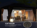 3.6 x 3 m Aluminium Hardtop Gazebo, with Accessories - Brown T3398P315896