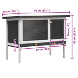 170828 Outdoor Rabbit Hutch 1 Layer Grey Wood