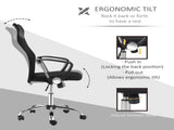 Ergonomic Office Chair Mesh Chair with Adjustable Height Tilt Function Black T3398P328235
