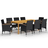 Garden Dining Set Black Solid acacia wood Large Durable 3095869