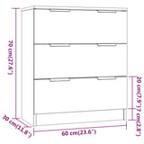 3 Piece Sideboards Grey Sonama Engineered Wood 3115786