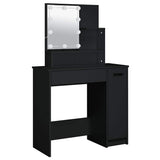 Dressing Table Set with LED Black Engineered Wood 3114116