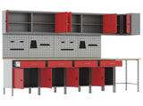 Work Cabinet Set with Drawer with Shelf 12 pcs Red and Grey 3321511