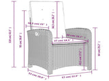 Reclining Garden Chair with Cushions Grey Poly Rattan 365167