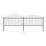 ZNTS Garden Fence with Spear Top Steel x3.4 m Black 277731