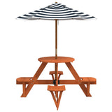 Picnic Table for 4 Kids with Umbrella Round Solid Wood Fir 3281624