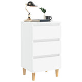 Bed Cabinet White Engineered wood, Solid eucalyptus wood 805887
