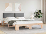 Bed Frame with Upholstered Headboard Light Grey 135 x 190 cm 877289