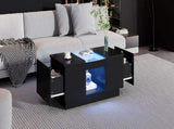 LED Coffee Table for Living Room, Modern Coffee Table with Storage with LED Lights, 2 Tiers and 2 N605P225560B