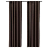 Linen-Look Blackout Curtains with Hooks 2 pcs Taupe 140x225 cm 321205